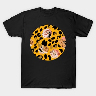 Modern abstract rose and leopard texture T-Shirt